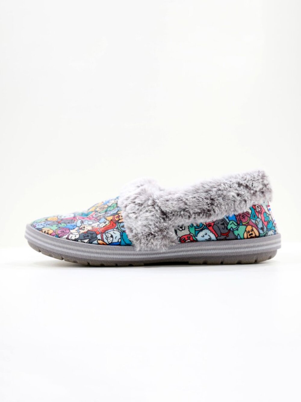 Bobs Skechers Too Cozy Pooch Parade Dog Print Faux Fur Lined Slippers - 8